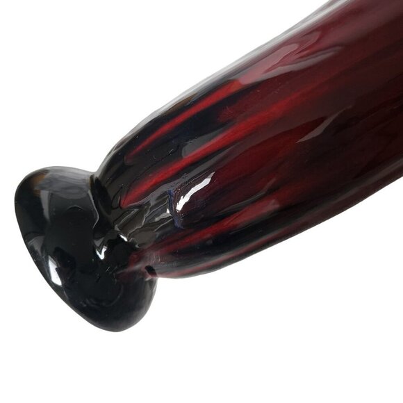 Vintage Danesi Arts Canada Ceramic Vase Ombre Red Drip Glaze Over Black - Picture 6 of 11